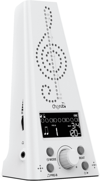 Cherub WMT-230-WHT Electronic Metronome-Tuner with rechargeable battery - White