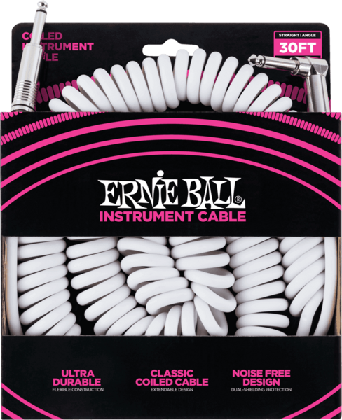 Ernie Ball 6045 Twisted Instrument Cables Twisted Pair Jack/Jack 9M White