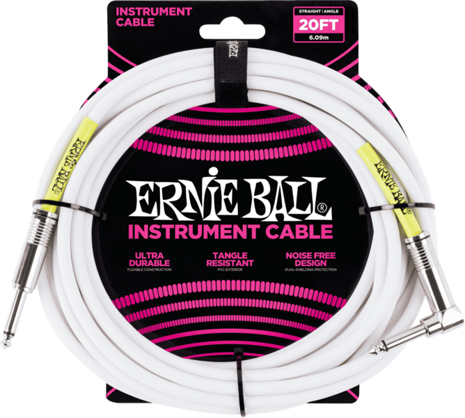 Ernie Ball 6047 Classic instrument cables Classic Jack/Jack Crochet 6M White