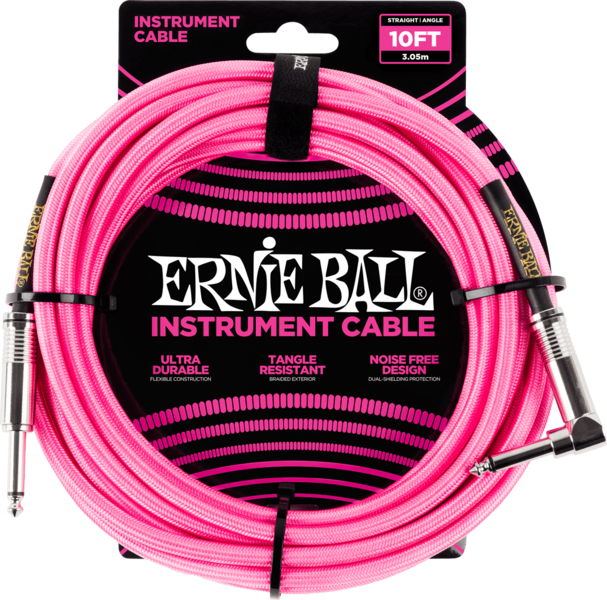 Ernie Ball 6078 Woven Sleeve Woven Jacket Instrument Cables Oblique 3M Fluorescent Pink