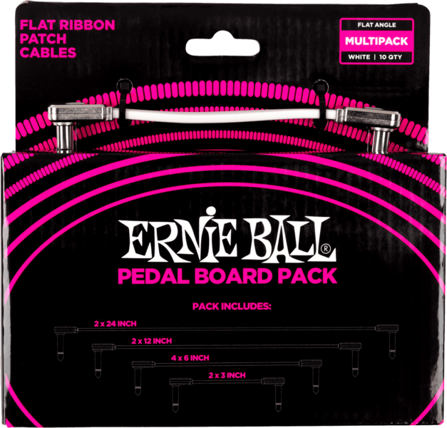 Ernie Ball 6387 Patch Instrument Patch Cables Multipack - Flat Fine Bend - White