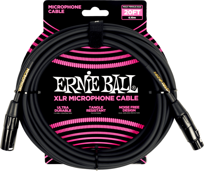 Ernie Ball 6388 Microphone cables classic xlr male/xlr female 6m black