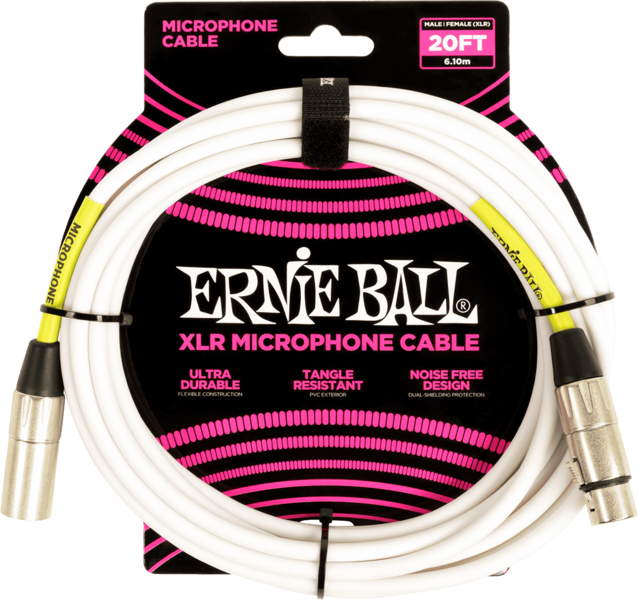 Ernie Ball 6389 Microphone cables classic xlr male/xlr female 6m white