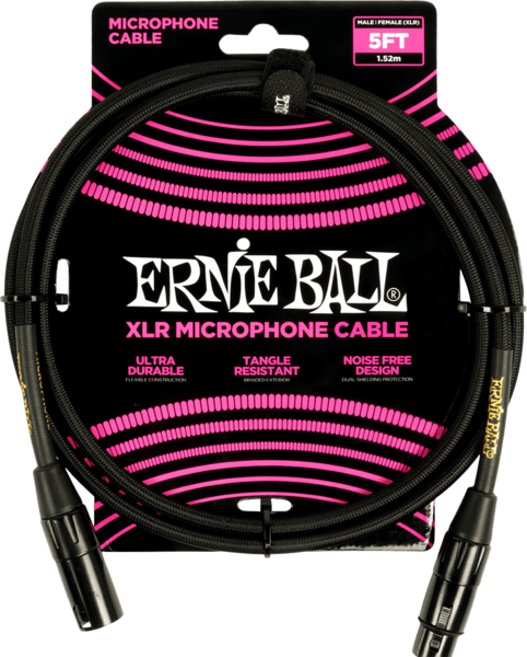 Ernie Ball 6390 Microphone cables woven sheath xlr male/xlr female 1.5m black