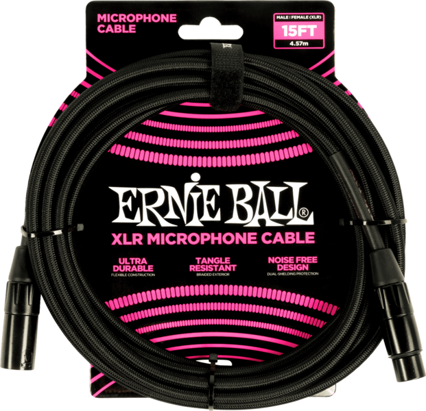 Ernie Ball 6391 Microphone cables woven sleeve xlr male/xlr female 4,5m black