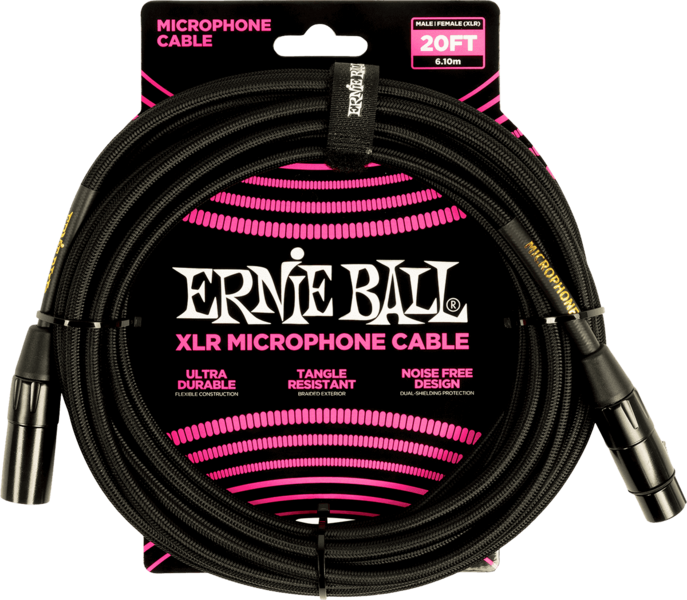 Ernie Ball 6392 Woven microphone cables xlr male/xlr female 6m black