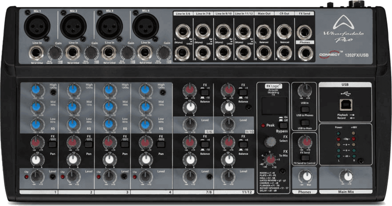 Wharfedale Pro CONNECT1202FX-USB Mixer USB 12 inputs + FX